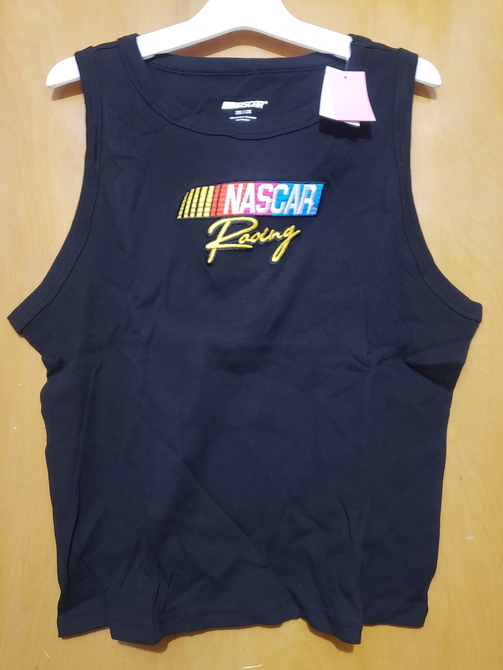 Nascar Black Tank with Rainbow Embroidered Racing Logo